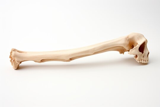 Human anatomical model showcasing a long bone and skull on a neutral background - Powered by Adobe