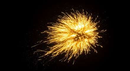 Fototapeta premium Golden Sparkler Explosion Black Background golden sparks