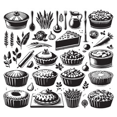 Black Quiche Silhouette Vector, High Quality Illustration on White Background