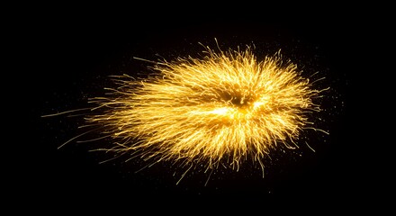 Golden Sparks Explosion Black Background yellow burst