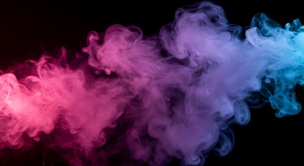 Fototapeta premium Pink and Blue Smoke Swirls on Black Background pink smoke 3