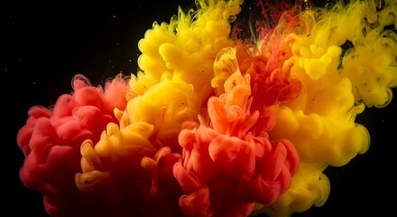 Fototapeta premium Red and Yellow Ink Swirls Abstract Background image 1