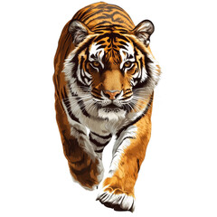 Obraz premium Portrait of a tiger hunting isolated on transparent background