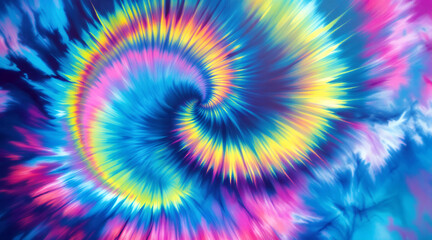 Vibrant Tie Dye Swirl Background with Pink Yellow and Blue Colors