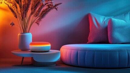 Ambient lighting design in a modern living space.