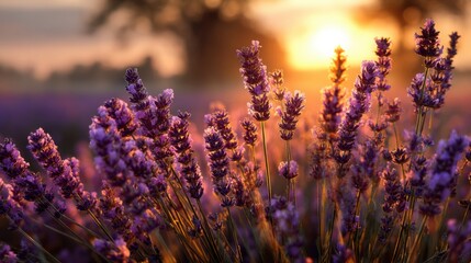 Lavender fields in bloom provence france nature photography sunset glow serene landscape