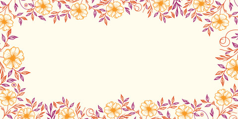 lush botanical floral wall with abstract blooming flower design.decorative background for wedding invitation and greeting frame

