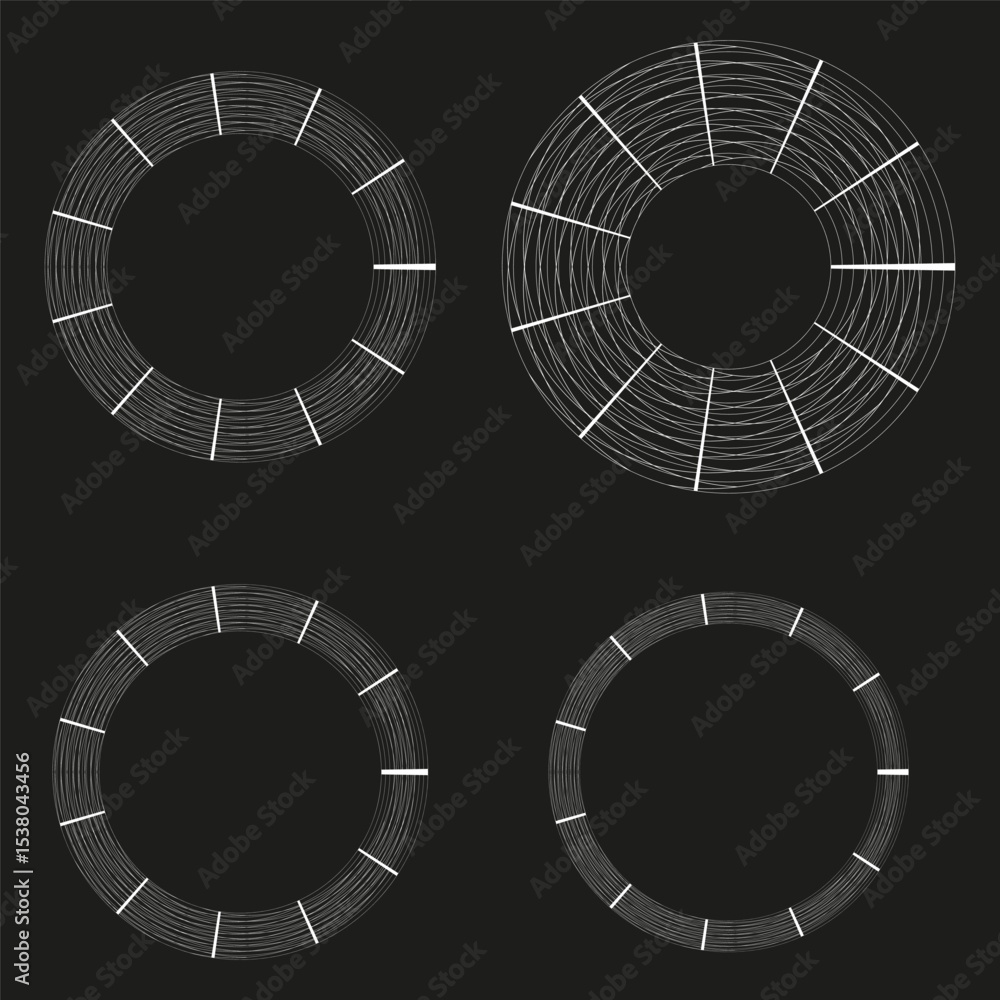 Poster radial gear pattern. circular segmented wheel. dark abstract vector. mechanical ring shape.