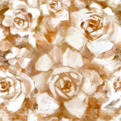 Delicate wedding flower bouquet with white roses Monochrome blurred design Light layered garden flowers seamless pattern Wedding design botanical background