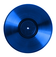 Color vinyl record on white background, top view