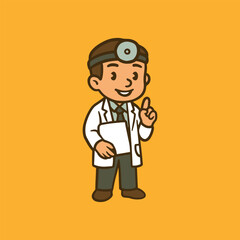 Hand drawn doctor character with the patient medical check up