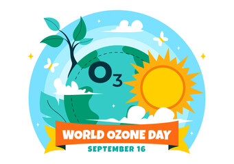 World Ozone Day Vector Illustration on September 16 to Raise Public Awareness About the Earth Ozone Layer and Protecting the Environment Background