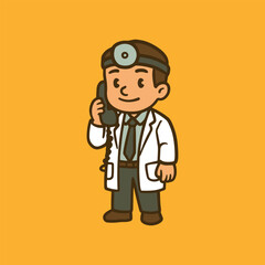 Hand drawn doctor character with the patient medical check up