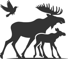 Fototapeta premium Moose forest animal vector illustration silhouette