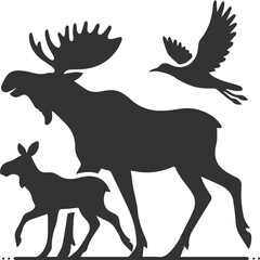 Moose forest animal vector illustration silhouette