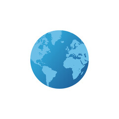 Blue earth globe flat illustration isolated on white background