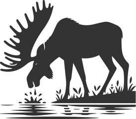 Moose forest animal vector illustration silhouette