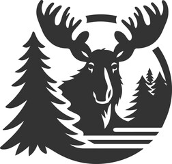 Moose forest animal vector illustration silhouette
