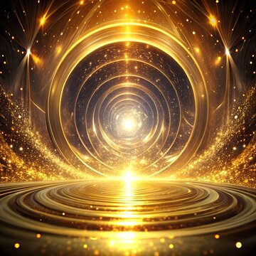 Mystical 3d golden portal swirling energy vorte background