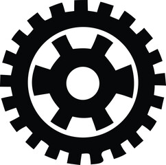 Black and white gear icon illustration simple machine part engineering design element