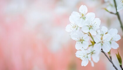 Blossoming hope Delicate white spring blossoms convey purity and new beginnings against a soft pink