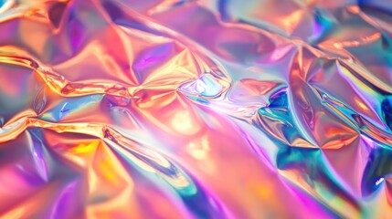 Abstract iridescent crumpled foil