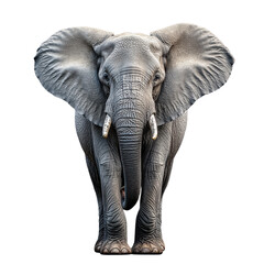 Obraz premium Portrait of an Elephant front view full body standing isolated on transparent background 