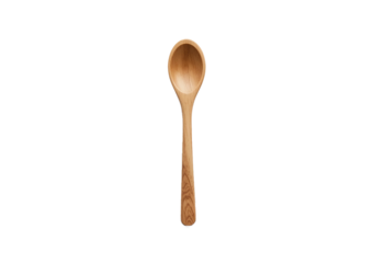 Eco friendly bamboo wooden spoon on isolated transparent background for graphic element.