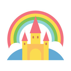  castle at end of a glowing rainbow