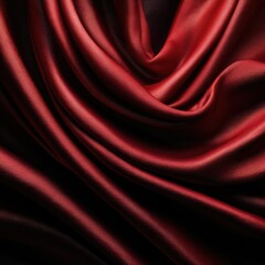 Obraz premium Deep red fabric elegantly draped, creating soft, flowing curves and shadows. The rich color and luxurious texture are emphasized by the lighting