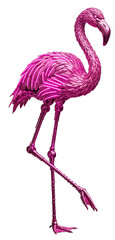 Futuristic Cybernetic Pink Flamingo Bird with Glowing Neon Details