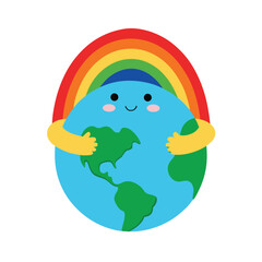 planet earth with rainbow