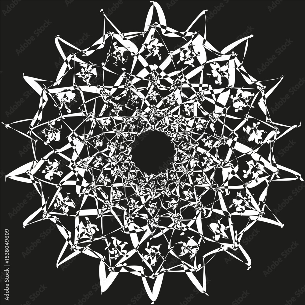 Poster snowflake star icon. geometric spiky shape. abstract jagged form. vector symmetrical element.