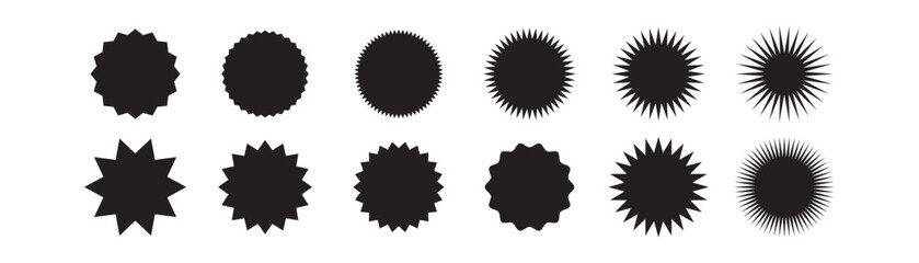 Blank promo stickers set. Starburst, graphic, sunburst, shine, stamp, decoration, sunshine, glitter symbol. Hipster Style badges. Vector design element great for retro style projects. 