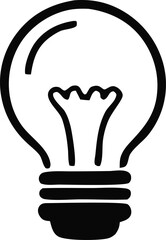Hand drawn black and white light bulb illustration idea graphic
