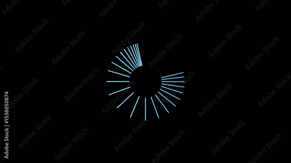 Poster loading abstract light blue lines emanating on black background video