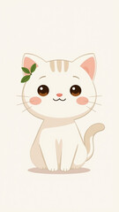 Cute 3D cartoon cat character  minimal style  calm