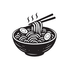 Black Ramen Silhouette Vector, High Quality Illustration on White Background