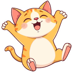 The orange cat is happy.