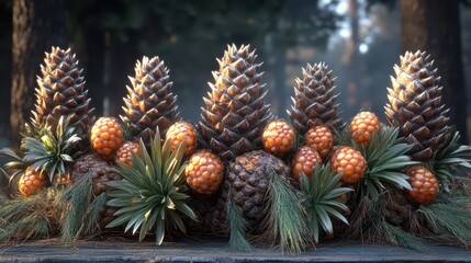 Frosted Pine Cones & Citrus Arrangement