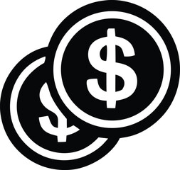 Overlapping black and white dollar coin icons representing financial abundance