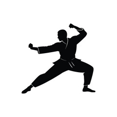 silhouette of a karate man