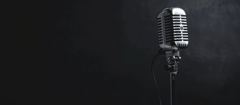 Retro microphone on dark background. (5)