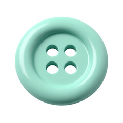 Fototapeta premium A light green button with four holes view isolated on transparent background