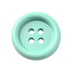 Fototapeta premium Isolated close up of a light green four hole sewing button item isolated on transparent background