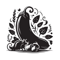 Black Ratatouille Silhouette Vector, High Quality Illustration on White Background