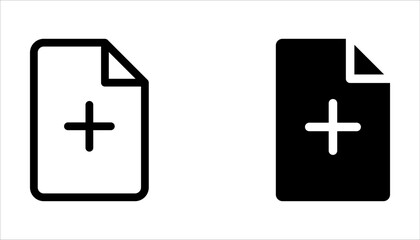 new document icon set, vector illustration of add paper on white background