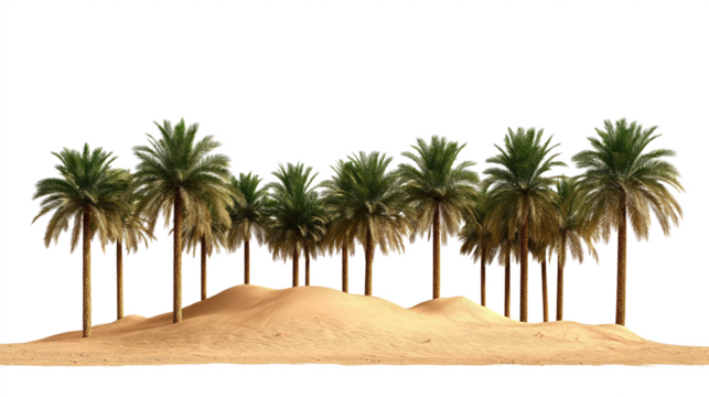 palm tree and desert sand on a white background