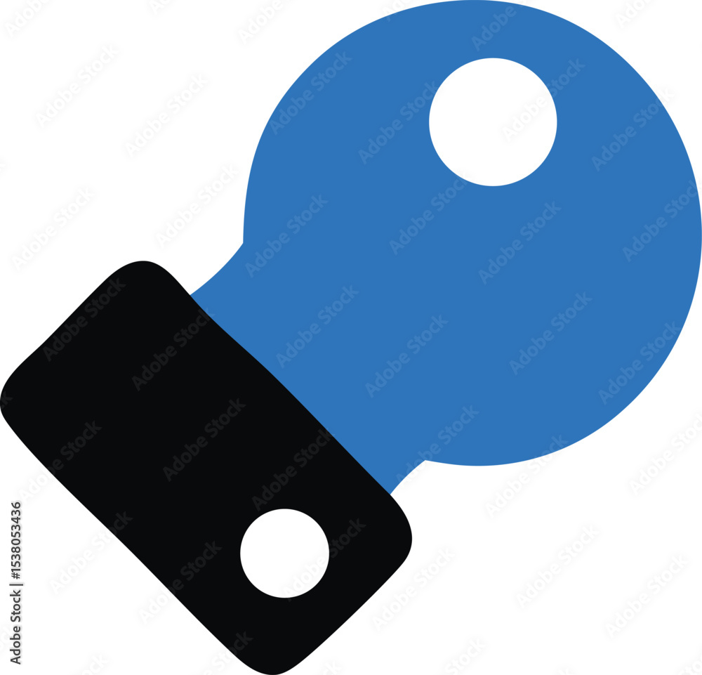 Poster abstract key icon design in blue and black color scheme for digital applications