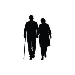 silhouette of a senior couple